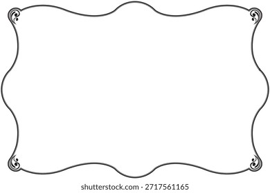 Simple Elegant Curved Line Frame Black Vector Border. 28