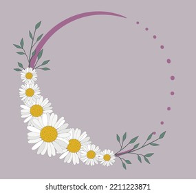 Simple elegant daises weddin wreath romantic design texture background card print vector illustration