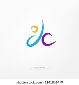Simple elegant 'dc' letters combined in a dance. Logo Man for branding identity. Vector image.