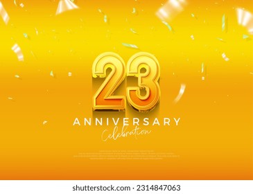 Simple and elegant design, 23rd anniversary celebration with beautiful yellow color. Premium vector background for greeting and celebration.