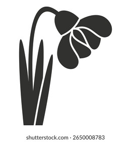 Simple, elegant design of a snowdrop flower, perfect for representing spring, new beginnings, and nature