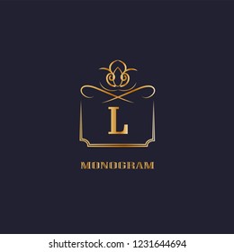 A simple and elegant design template for an elegant monogram with the letter L. Logo design for royalty, business cards, boutique, hotel, heraldry, web design. Vector illustration
