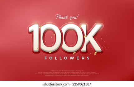 Simple and elegant design for a thank you 100k followers. Premium vector for poster, banner, celebration greeting.