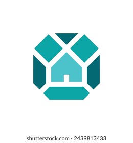 logotipo elegante simple del contorno de la casa del diamante