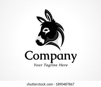 simple elegant Donkey, horse head look back art icon, logo, symbol design illustration inspiration