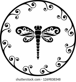 a simple and elegant dragonfly design with oriental ornaments