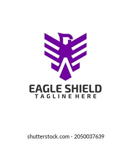 Simple Elegant Eagle Falcon Shield Logo Template Vector