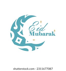 Simple and elegant Eid al-Adha Islamic festival. Greeting card with crescent moon elements in a simple decorative style on a white background. Eid square design. Vector illustration.