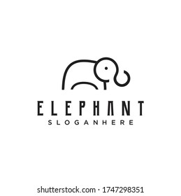 Simple elegant Elephant monoline line art logo design Vector Stock Illustration. mammoth logo Linear Vector