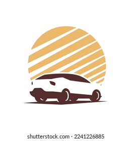 Simple and elegant family car shadow logo with sun background 