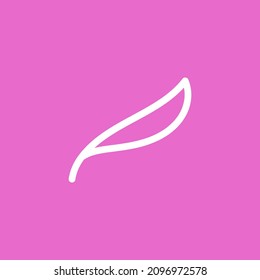 Simple elegant feather icon design. Minimal line art feather logo concept.