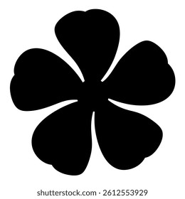 Simple elegant five petaled flower in silhouette against a white background