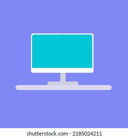 simple and elegant flat design blue screen laptop with soft color background. 2d illustration. Vector