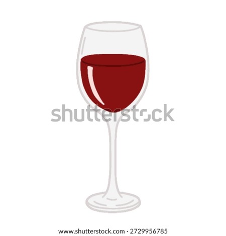 A simple and elegant flat vector illustration of a glass filled with red wine, perfect for romantic dinners, celebrations, or restaurant themes.