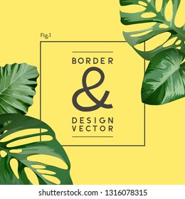 A simple and elegant floral frame design with a yellow background. Vector illustration.