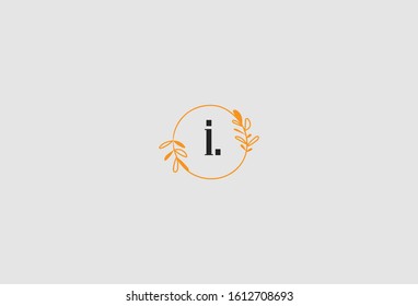 Simple Elegant Floral Initial Letter Type I Logo Sign Symbol Icon. Vector Illustration