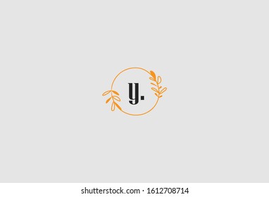 Simple Elegant Floral Initial Letter Type Y Logo Sign Symbol Icon. Vector Illustration