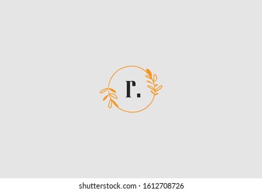 Simple Elegant Floral Initial Letter Type R Logo Sign Symbol Icon. Vector Illustration