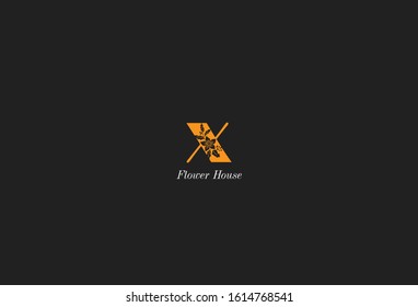 Simple elegant floral initial letter type X logo sign symbol icon. vector illustration