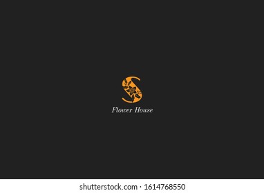 Simple elegant floral initial letter type S logo sign symbol icon. vector illustration