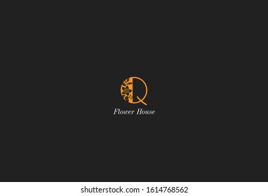 Simple elegant floral initial letter type Q logo sign symbol icon. vector illustration