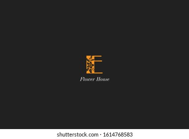 Simple elegant floral initial letter type E logo sign symbol icon. vector illustration
