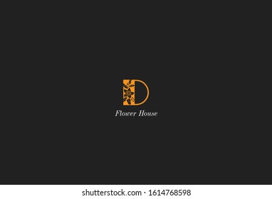 Simple elegant floral initial letter type D logo sign symbol icon. vector illustration
