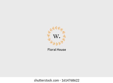 Simple elegant floral initial letter type W logo sign symbol icon. vector illustration
