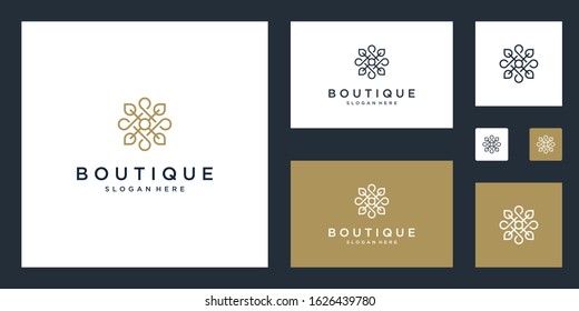 Simple and elegant floral monogram design template, elegant line art logo design, vector illustration