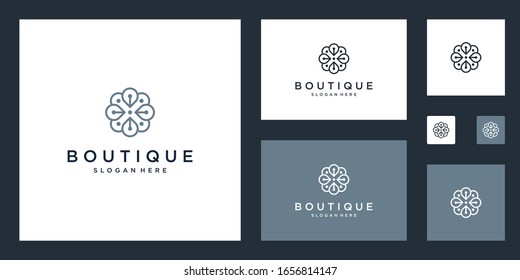 Simple and elegant floral monogram design template, elegant line art logo design, vector illustration