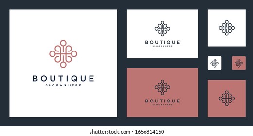 Simple and elegant floral monogram design template, elegant line art logo design, vector illustration