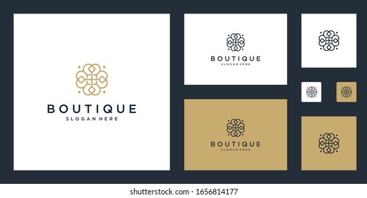 Simple and elegant floral monogram design template, elegant line art logo design, vector illustration