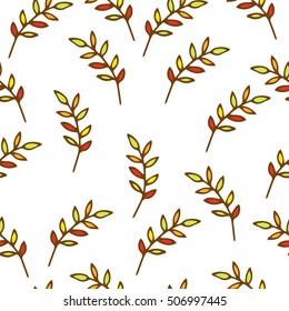 Simple and elegant floral seamless pattern. Autumn branches and leaves painted