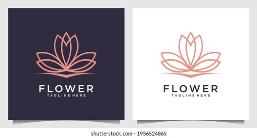 Diseño de líneas de diseño con logotipo de flores sencillo y elegante