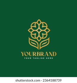 logotipo floral sencillo y elegante en color oro