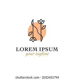 Einfaches Design für Elegante Blumen und N-Buchstaben