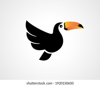 Simple elegant flying toucan icon logo design inspiration illustration