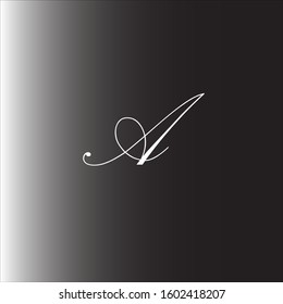 the simple elegant font of letter A with black background
