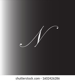 the simple elegant font of letter N with black background