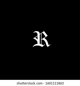 the simple elegant font of letter R with black background