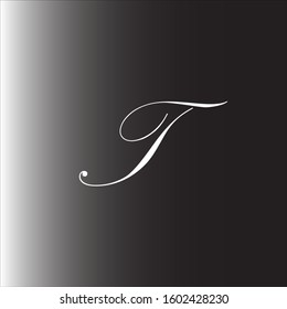 the simple elegant font of letter T with black background
