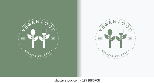 Simple and elegant food logo design for vegetarian with circle concept