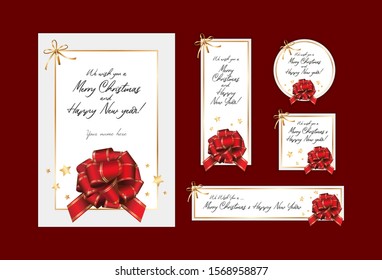 Simple, elegant and formal Merry Christmas and Happy New year greeting card and banners.