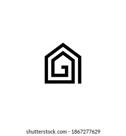Simple elegant geometric anagram line logo. Suitable for home, 