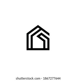 Einfaches Logo der geometrischen Anagrammlinie. Geeignet für zu Hause, 