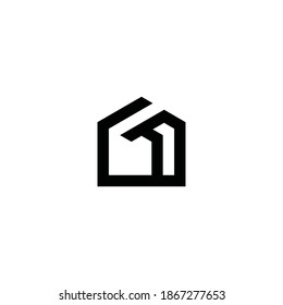 Simple elegant geometric anagram line logo. Suitable for home, 