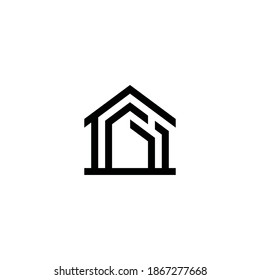 Sencillo y elegante logotipo de la línea de anagrama geométrica. Adecuado para el hogar, 