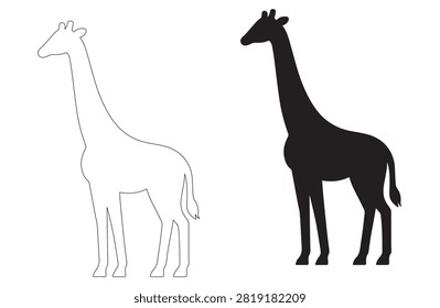 A simple and elegant giraffe silhouette vector illustration, perfect for safari themes, wildlife artwork, nursery graphics, logos, posters, stickers, and decorative designs.