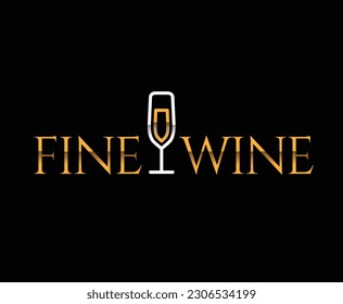 Simple Elegant Glass of Wine Logo Design Template