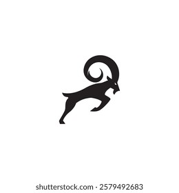 Simple elegant goat vector logo design.